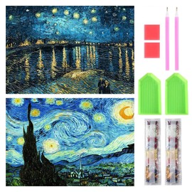 Samcos Diamond Art Kit Diamond Painting Set of 2 Beautiful Full Surface Diamond Art Painting Beginners Adult Children DIY Craft Kit Home Wall Decor Art Work