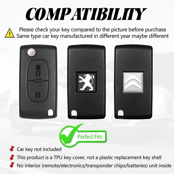 TOOMUME TOOMUME Schlsselhlle TPU, Autoschlssel Hlle Passt fr Peugeot 207