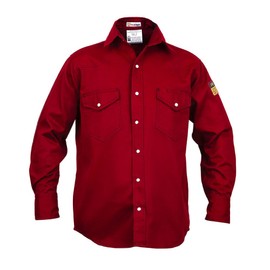 Just In Trend Men's Flame Resistant Shirt FR Fire Retardant Welding Shirt 88% C / 12% N 7oz - Red - 2XL