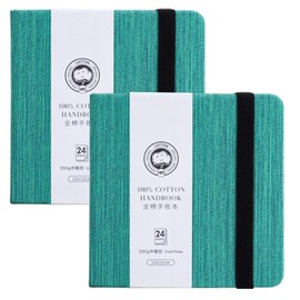 Lightwish Square Watercolor Journal,2 Pack Total 48 Sheets,100% Cotton,300gsm/140lb,Acid-Free,Cold Press Watecolor Paper Sketchbook for Artists Adults Students,4.7 * 4.7 Inches