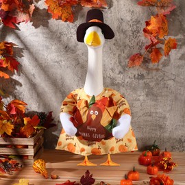 Sunnymove Thanksgiving Day Porch Goose Outfit Turkey Pillow Design with Hat for 23 Lawn Cement Goose Thanksgiving Day Fall Garden Patio Yard Outdoor Decorations