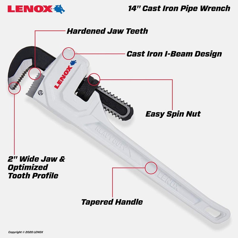 Lenox TOOLS LXHT90714 Cast Iron Pipe Wrench 14"