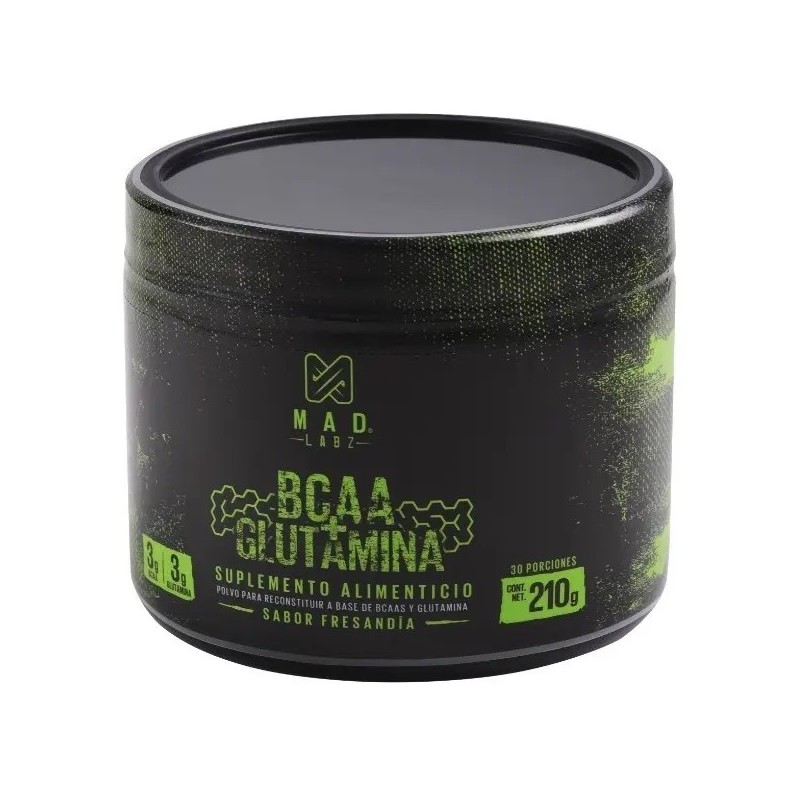 BCAA Glutamina MAD LABZ 210g Sabor Fresandia 30 Servicios Deportivo