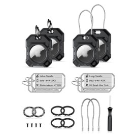 PROfezzion AirTag Case, For Pet Collars, Dogs and Cats, Keyring, Prevents Loss, Write Contact Methods for Retrieving Your Pets/Luggage, Wire Ring, Strap, Includes AirTag Film, AirTag Protection,
