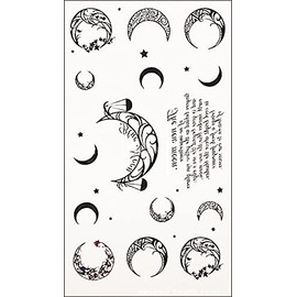 tuzuru 5 Pcs Tattoo Stickers One Point Fashion Crescent Moon English