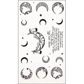 tuzuru 5 Pcs Tattoo Stickers One Point Fashion Crescent Moon English