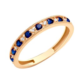 Old English Jewellers 9ct Yellow Gold Sapphire & CZ Eternity Band Ring size J K L M N O P Q R S T U (K)