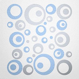 WANDfee® Wall Tattoo, Circles, Dots, 50 Stickers, Colour Choice For Children's Bedroom, Living Room, Hallway, Bathroom, Kitchen, Tile Stickers, silver