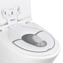 Orzbow Foldable Potty Training Seat, Toddler Toilet Seat for Travel with Suction Cups for Adult Toilets | Firmly Adhere and Adjustable Length | Non-Slip with Splash Guard, Easy to Clean, White