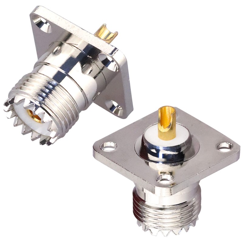 2pcs SO239 UHF Female 4 Hole Connector, PL259 Chassis Mount