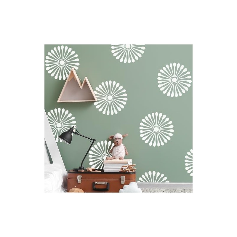 Boho Flowers Wall Stencils, Reusable Template for Painting Large Pattern
