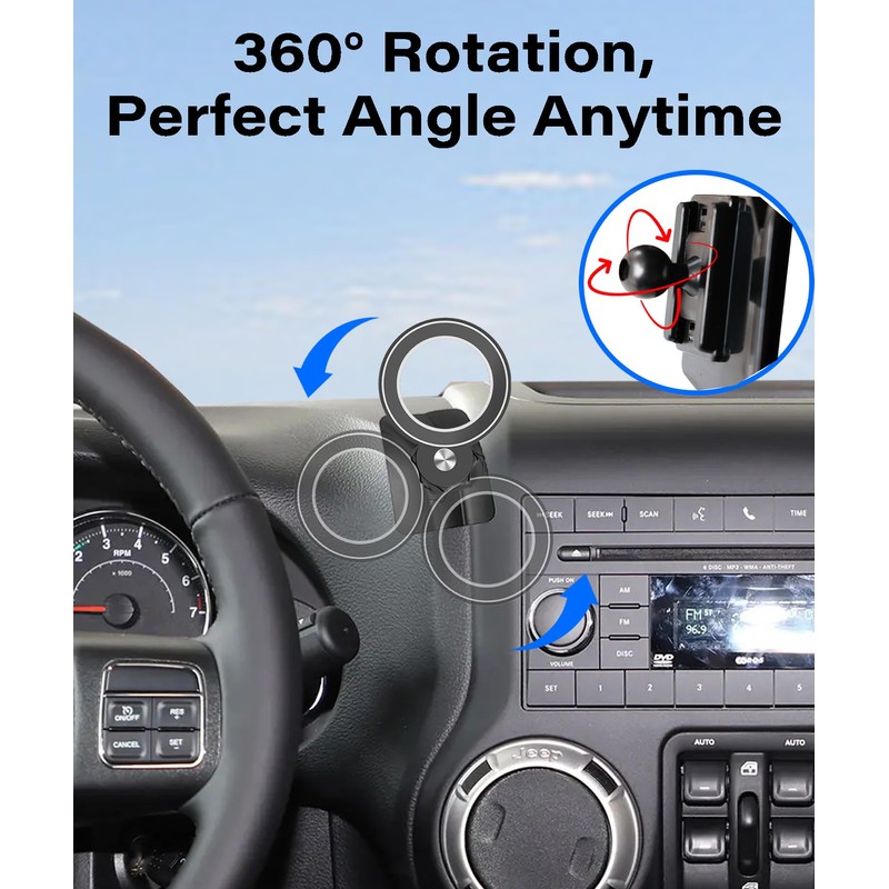 AbeeyGeomarn Magnetism Car Phone Holder for 2011-2017 Jeep Wrangler JK
