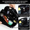 Neceser para Hombre Impermeable, 3 Compartimentos, 27×14×10 cm (Negro)