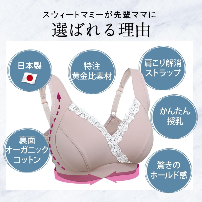 Sweet Mommy Nursing Bra, Made in Japan, 100% Organic Cotton