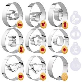Simpeak Easter Cookie Cutters Set, 9PCS Stainless Steel Cookie Mold + 4PCS Painting Molds, DIY Easter Egg Bunny Cookie Cutters, Animals Rabbit Chick Butterfly Cookie Molds