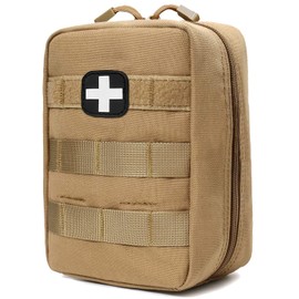 First Aid Kit EMT Medical IFAK Pouch, Molle Tactical Med Emergency Trauma Bag for Camping Home Car Hiking Hunting (Tan)
