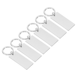 PATIKIL 6Pcs Metal Stamping Blanks, Metal Keychain Blanks Rectangle Stamping Tags Blanks Stainless Steel DIY Name Tag for Laser Engraving Lover, Silver Tone