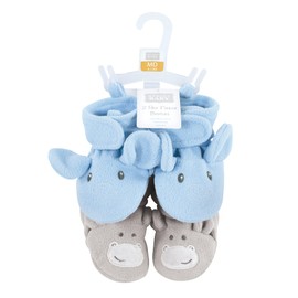 Hudson Baby Botines unisex de forro polar para bebé, paquete de 2, elefante azul, 12-18 meses