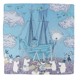 Quarter Report (MOOMIN) Moomin Handkerchief, Sailing, Blue, Approx. W 19.7 x H 19.7 inches (50 x 50 cm), 100% Cotton, Made in Japan