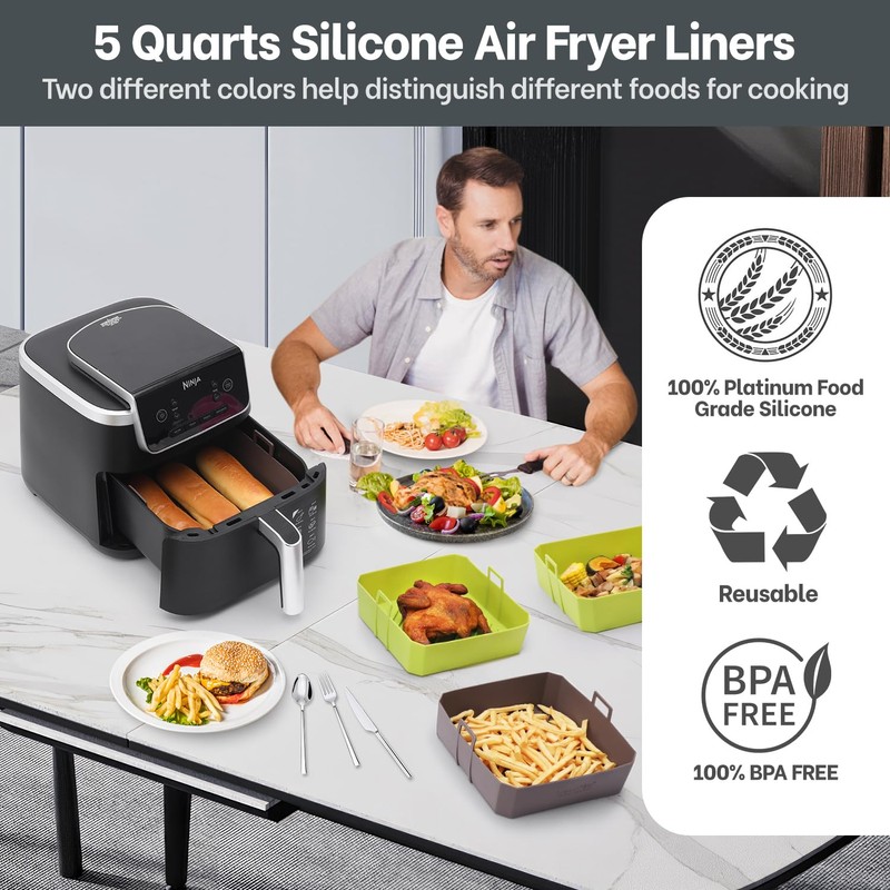 5 QT Air Fryer Silicone Liners for Ninja* AF141/AF142/AF181/AF182 &