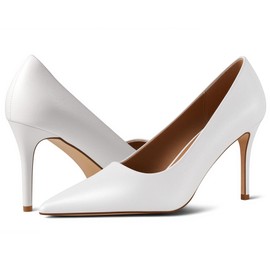 heelchic Stiletto Heels for Women Pointed Toe High Heels Slip-on Pumps Closed Toe Heels Wedding Dress Pumps White9