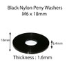 M6 X 18mm Nylon Black Penny Washers Fender Repair Washer