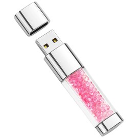 USB Flash Drive 64GB, BorlterClamp Cute Pink Crystal Thumb Drive Novelty Pen Drive Memory Stick