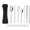 AlepTau Portable Travel Utensils Silver Set Reusable Silverware with Case