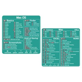 Mac Shortcut Sticker - Mac OS Shortcuts Sticker (M1+Intel) + Word/Excel, Laptop Keyboard Shortcuts Stickers for MacBook, Compatible with 13-16 Inch MacBook Air/Pro (Green)
