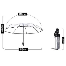 Clear Umbrella for Girls Compact Floding Transparent Umbrella Rain Women Travel Automatic Open Close Umbrella 8 Ribs (Clear)