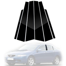 BASIKE Compatible with 2003 to 2007 7th Gen Honda Accord Door Window Trim Anti Scratch Stickers Door Pillar Moldings 6pcs