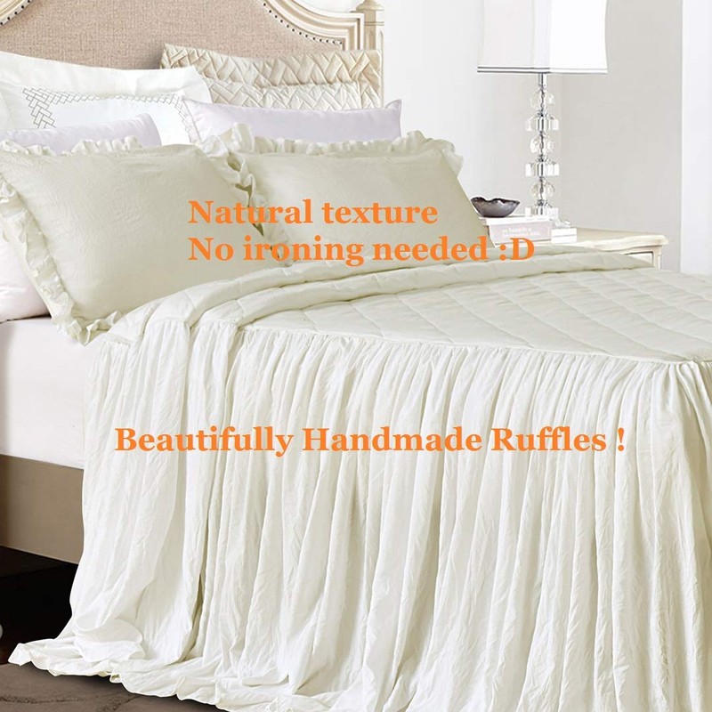 Queen's House Ruffle Skirt Bedspread Ivory Elegant Bed Spreads Queen