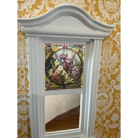 Unbranded Evening Garden Blooms  Dollhouse Miniature Stained Glass Window Film