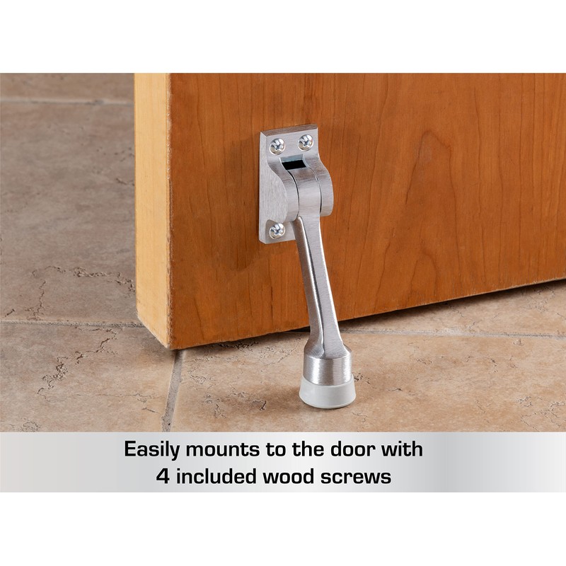 BRINKS Commercial - 4" Kick-Down Door Stop, Satin Chrome Finish