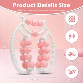 RANJIMA Massageroller Beine, 20 Räder Cellulite Massagegerät für Beine, Fuß und Armmassage, Manuell Faszienrolle Bein Massage Roller, Cellulite Roller zur Entspannung, Fördert die Durchblutung (Rosa)