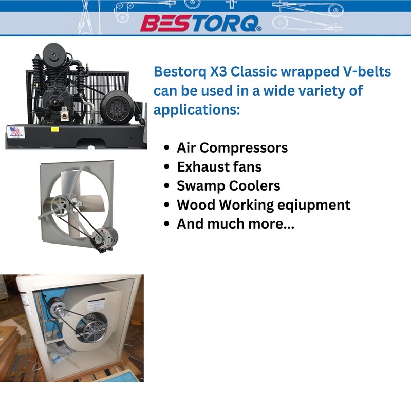 BESTORQ 3L285 V-Belt, Classic Wrapped Rubber X3 V-Belt, Black, 28.5"