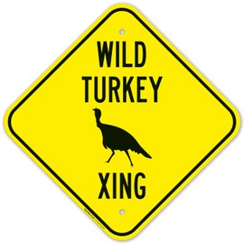 Sigo Signs, Wild Turkey Crossing with Graphic Sign, 12x12 Inches, Rust Free .040 Aluminum, Fade Resistant, Made in USA
