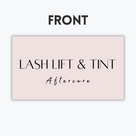 Lash Lift and Tint Aftercare Card | 50 Pack | 2x3.5 Inch Card Size | Lash Lift and Tint, Design with Simple Illustration & Instruction