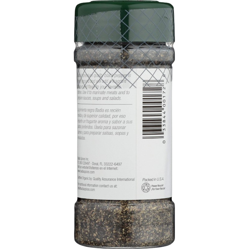 BADIA SPICES Organic Ground Black Pepper, 2 OZ