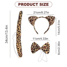UILYNIU 6 Pieces Leopard Costume for Kids Adult, leopard Clothing Set, Animal Ears Headband Ears Tail Bow Tie Set, Cheetah Costume Accessory, Leopard Fancy Dress