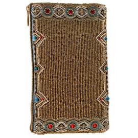 Mary Frances Women's Native Girl Beaded Crossbody Cell Phone Bag with Tribal Design, Multicolor