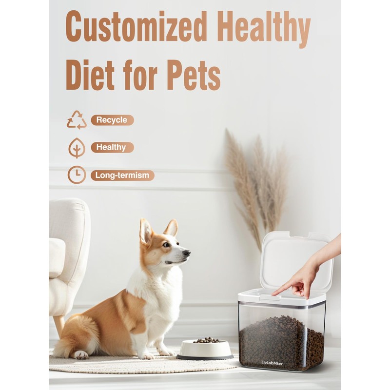 LivLab Mker Airtight Pet Food Storage Container, Up to 37