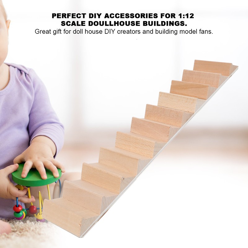 1:12 Miniature Wood Staircase DIY Step Stair Crafts Decorative Dollhouse