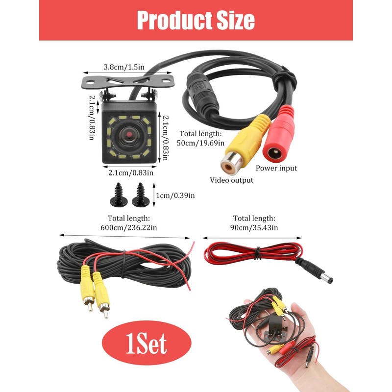 HD 1080P Reversing Camera with 6M Video Cable, 170° Wide
