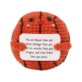 TOYMIS Funny Crochet Positive Basketball Doll, Cute Cheer Up Support Knitted with Encouragement Card for Home Office Decoration Sister Birthday Gifts White Elephant Gifts