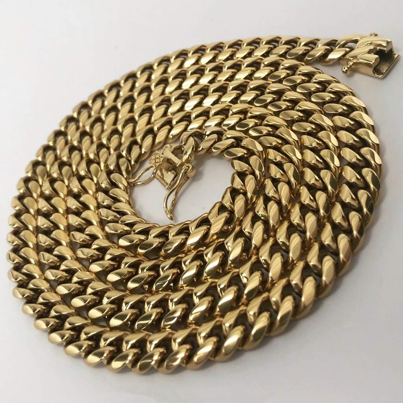 PY BLING Mens Heavy Miami Cuban Link Chain Choker 14k