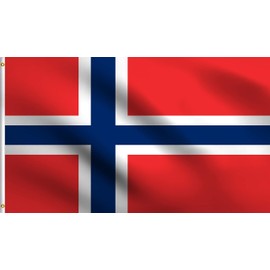 DMSE Norway Norwegian Scandinavian Cross Flag 2X3 Ft Foot 100% Polyester 100D Flag UV Resistant (2' X 3' Ft Foot)