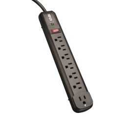 Tripp Lite 7 Outlet (6 Right Angle + 1 Transformer Outlet) Surge Protector Power Strip, 4ft Cord, Black, Lifetime Limited Warranty & $25K INSURANCE (TLP74RB)