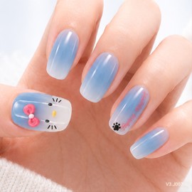 Lovely Cat Handmade Nail Tips - Water Drops / 러블리 캣 수제네일팁 - 물방울