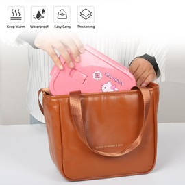 Chyley Lunch Box for Women,Insulated Lunch Bag for Adult Men,Small cute Lunch Tote Cooler Storage Bags for Work,Office,Picnic or Travel,Brown